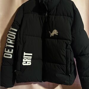 Black Puffer Jacket with Detroit Grit Logo